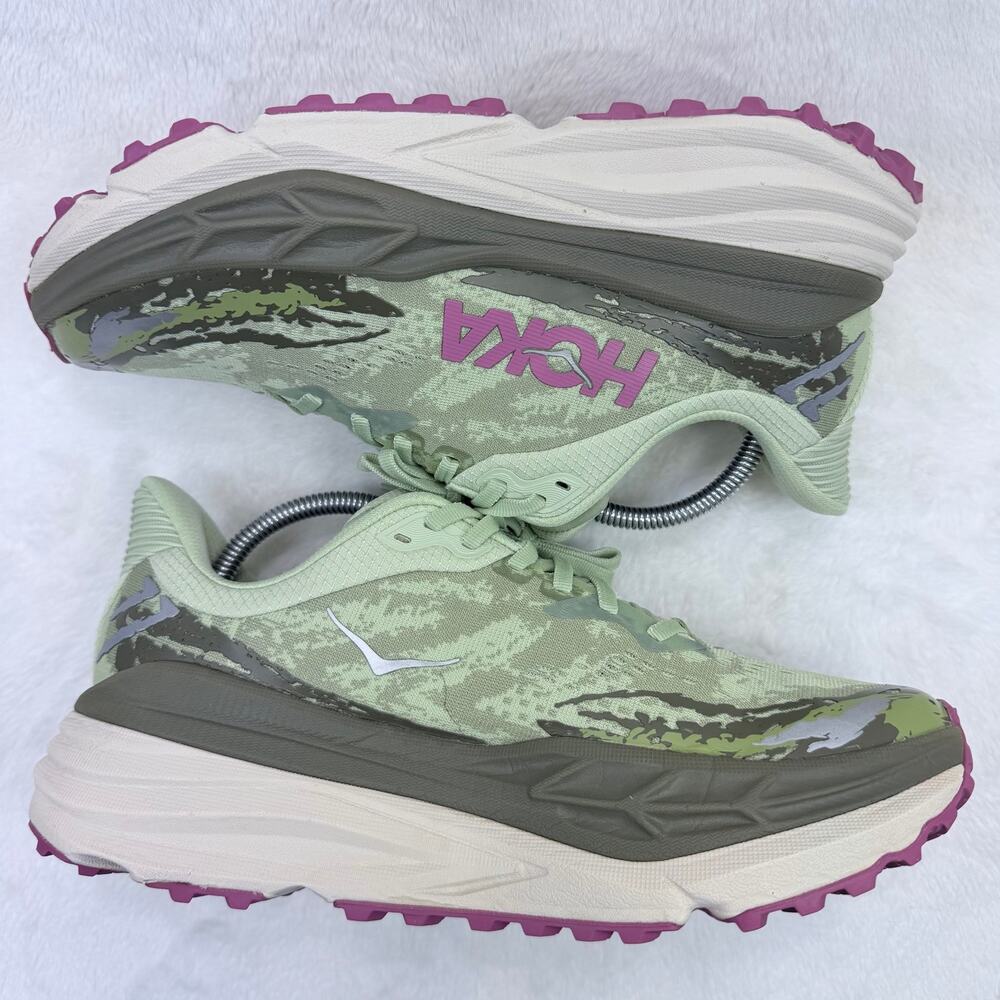 HOKA Stinson 7 Womens Trail Running Shoes Seed Green Beet Root Size 10.5 Sneaker - Picture 5 of 10